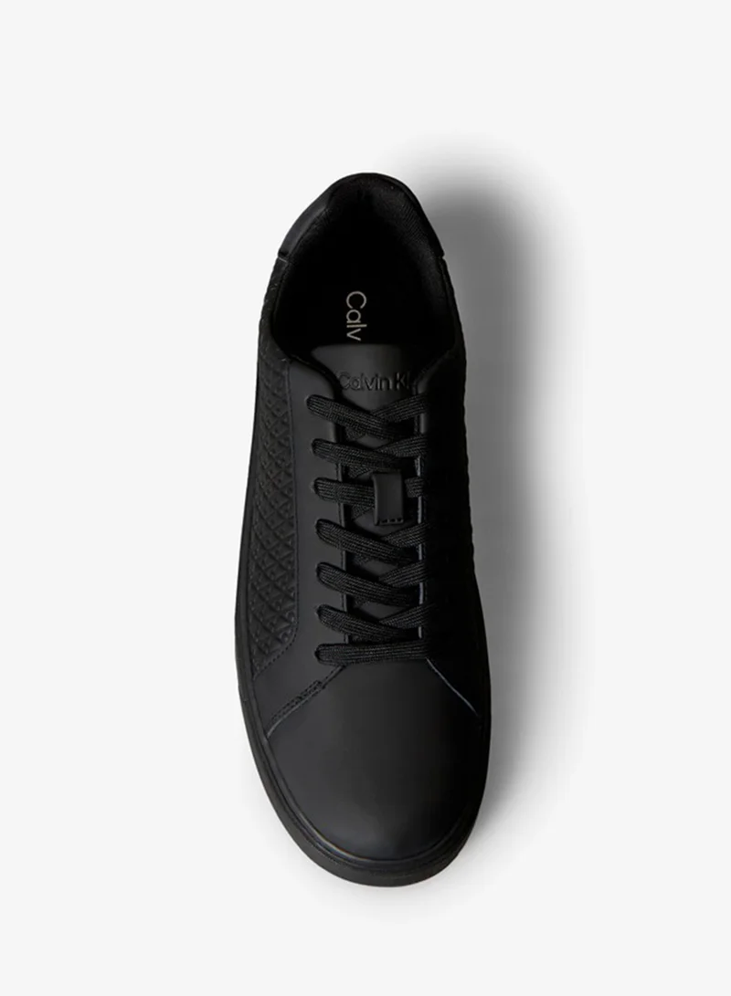 Calvin Klein Jeans BLACK CK Baseline - Leather Signature Trainers for Men | Best Price UAE