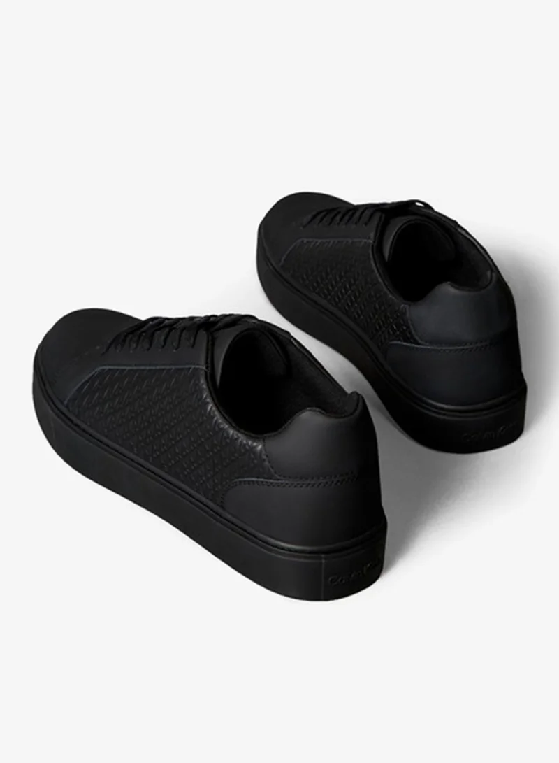 Calvin Klein Jeans BLACK CK Baseline - Leather Signature Trainers for Men | Best Price UAE