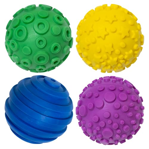 READY 2 LEARN Spark Wow Sensory Bin Texture Twists 4 Hollow Tactile Balls Twist Them Apart Mix and Match Colors and Textures Sensory Table Tools for Toddlers - Image 1