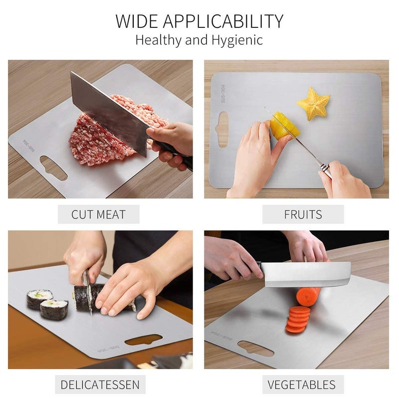 PAGHADI Stainless Steel ChopingBoard for VegetableFruit Cutter Meats Boards utting Board for Fruit VegetableBread Meat Durable Safe MediumSize 318CM X 21CM - Image 2