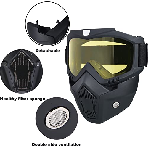 BROYEUR Paintball Mask Anti Fog, Full Face Tactical Mask Goggles Detachable for Motorcycle Cycling Skiing Halloween CS Game Cosplay (Yellow) - Image 5