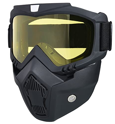 BROYEUR Paintball Mask Anti Fog, Full Face Tactical Mask Goggles Detachable for Motorcycle Cycling Skiing Halloween CS Game Cosplay (Yellow) - Image 1