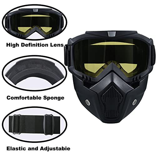 BROYEUR Paintball Mask Anti Fog, Full Face Tactical Mask Goggles Detachable for Motorcycle Cycling Skiing Halloween CS Game Cosplay (Yellow) - Image 4