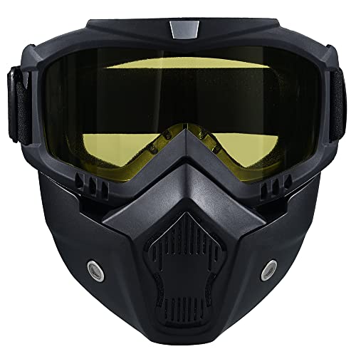 BROYEUR Paintball Mask Anti Fog, Full Face Tactical Mask Goggles Detachable for Motorcycle Cycling Skiing Halloween CS Game Cosplay (Yellow) - Image 2