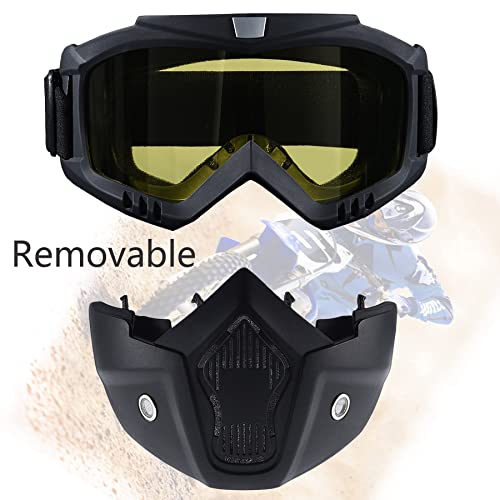 BROYEUR Paintball Mask Anti Fog, Full Face Tactical Mask Goggles Detachable for Motorcycle Cycling Skiing Halloween CS Game Cosplay (Yellow) - Image 3