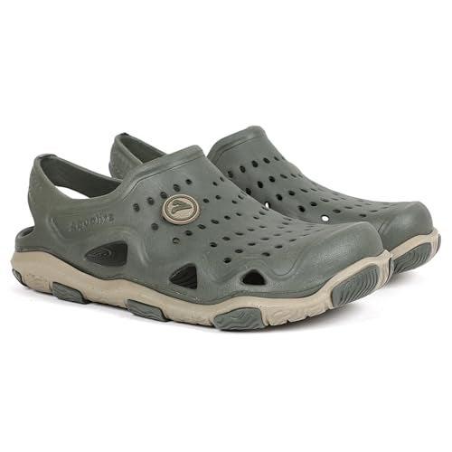 Aqualite AL-635 Slip-On Clogs for Men with Back-Strap Lightweight & Quick Dry, Anti-Skid EVA Sandal for Men Olive/Khaki - Image 1