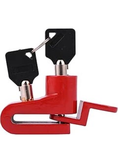 Generic Safety Lock And Anti - Theft Protection, Stainless Steel Small Disc Lock For Motorcycles, Scooters, Swivel Wheel Brake Lock And Others-Red Color Angle  - Image 1