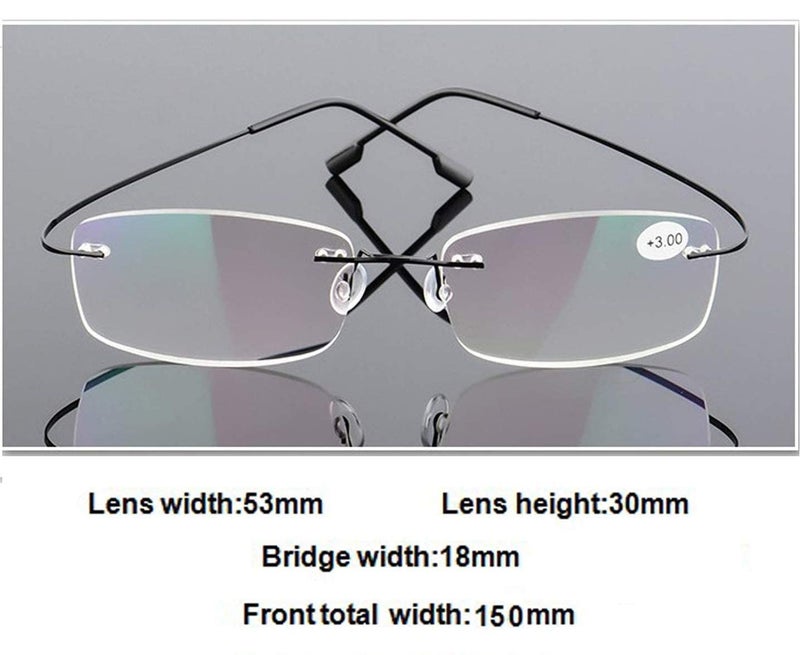 Viseng Set of 2 Rimless reading glasses titanium metal ultra light Readers of Men Women +1.5 - Image 5