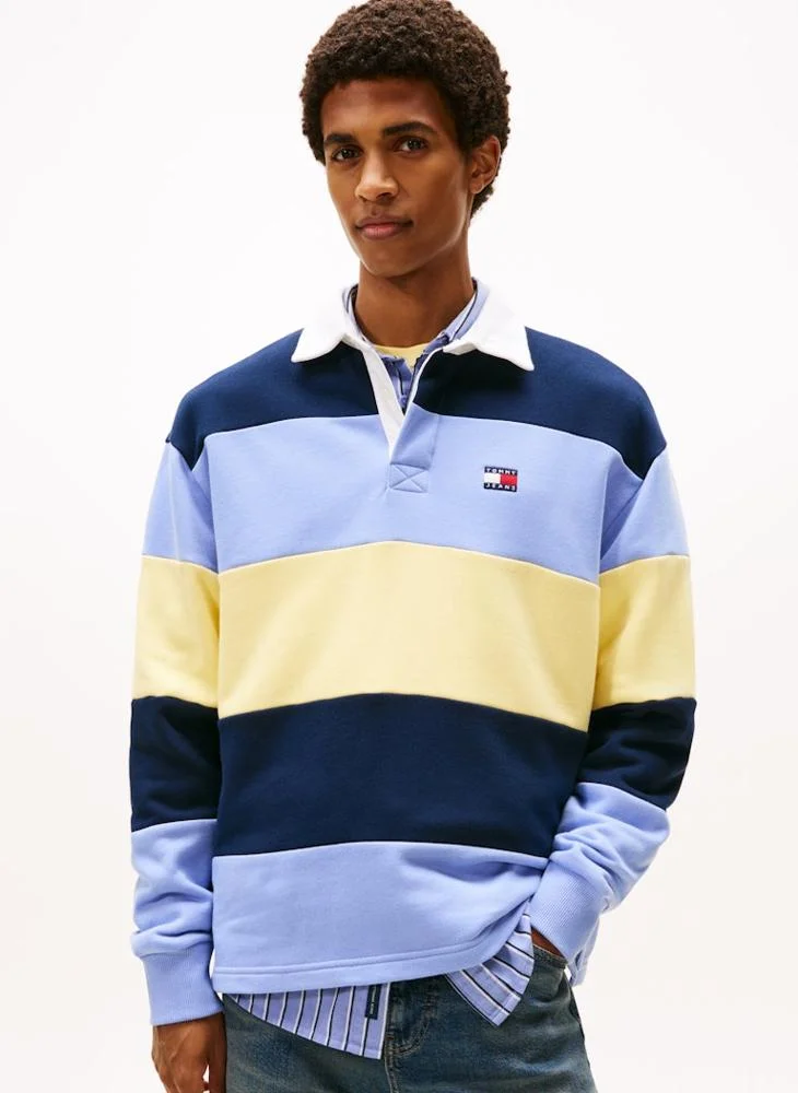 Badge Stripe Rugby Sweatshirt