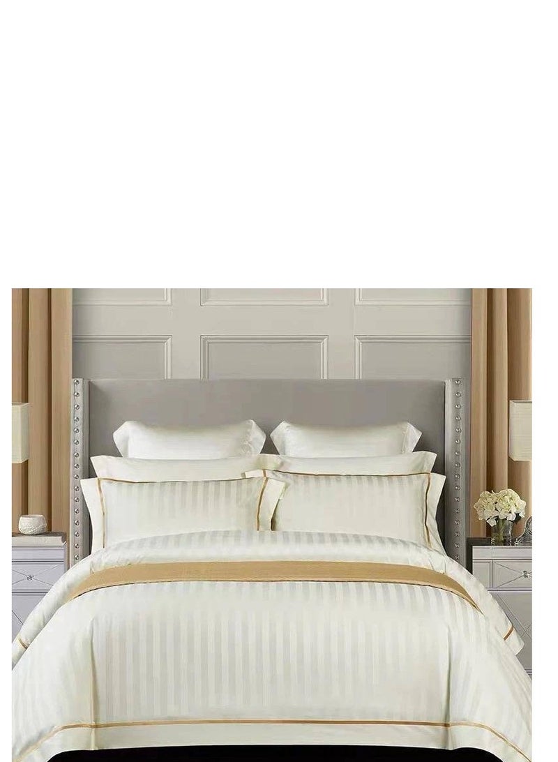 King Size Stylish Comforter Set, 100% Cotton Multicolor, Fitted Bedsheet 6Pcs set, 220x240cm 