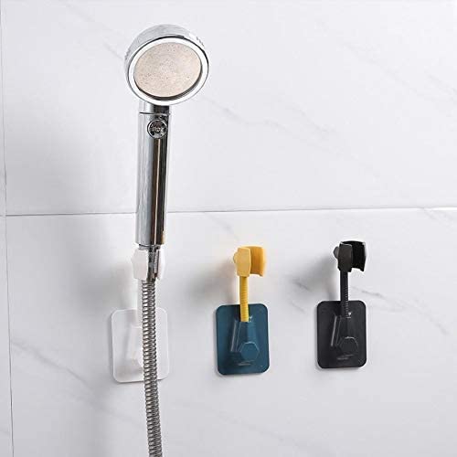 HOME CUBE ABS 360 Degree Adjustable Matt Shower Head Holder For Bathroom Wall Mountable Bracket With Adhesive Sticker Pack Of 1 Random ColourSilver - Image 1