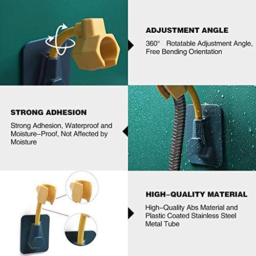 HOME CUBE ABS 360 Degree Adjustable Matt Shower Head Holder For Bathroom Wall Mountable Bracket With Adhesive Sticker Pack Of 1 Random ColourSilver - Image 4
