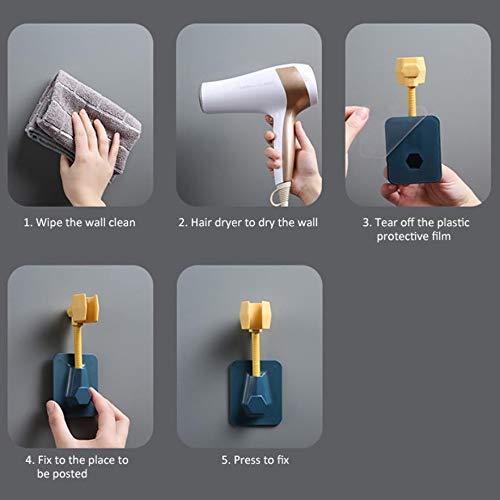 HOME CUBE ABS 360 Degree Adjustable Matt Shower Head Holder For Bathroom Wall Mountable Bracket With Adhesive Sticker Pack Of 1 Random ColourSilver - Image 5