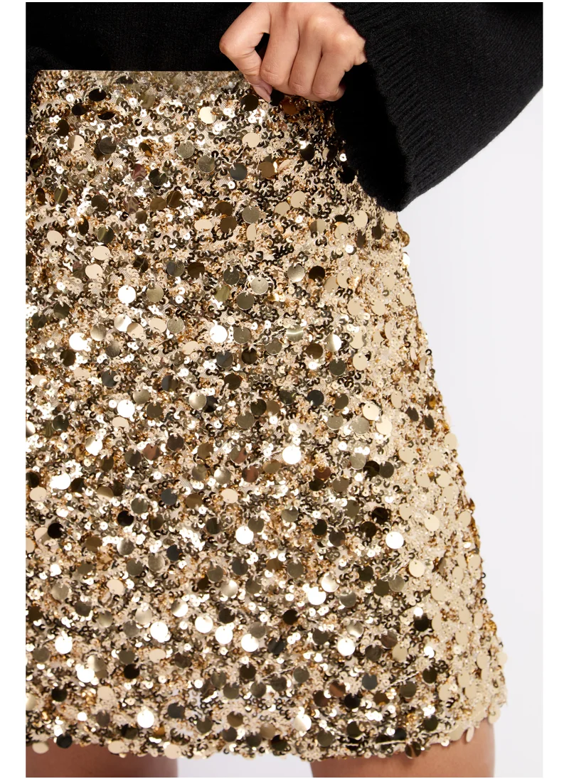 Little Mistress Sequin High Waist Skirt