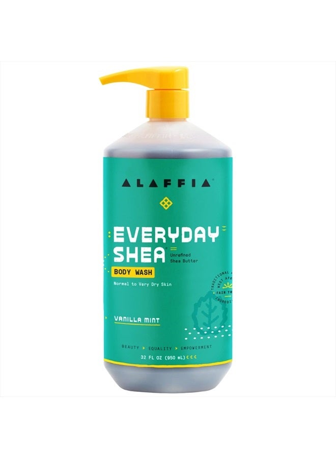 Alaffia EveryDay Shea Body Wash - Naturally Helps Moisturize and Cleanse without Stripping Natural Oils with Shea Butter, Neem, and Coconut Oil, Fair Trade Vanilla Mint, 32 Fl Oz - Image 1