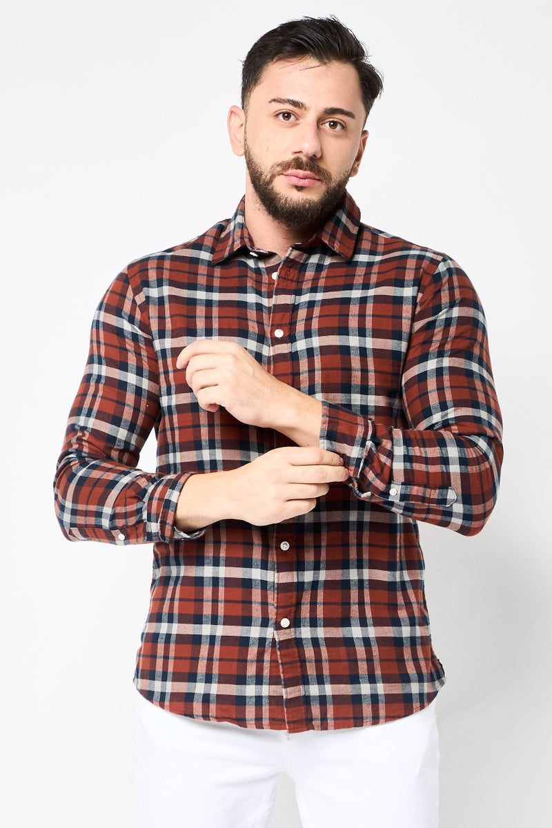 Selected Homme Men Slim Fit Plaid Long Sleeves Casual Shirt, Multicolor - Image 1
