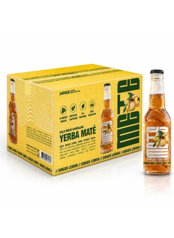 METE Sparkling Yerba Mate - Ginger Flavor - Carton - 24 x 330ml - Natural Caffeine Drink - Antioxidants - No Preservatives - UAE - Image 1
