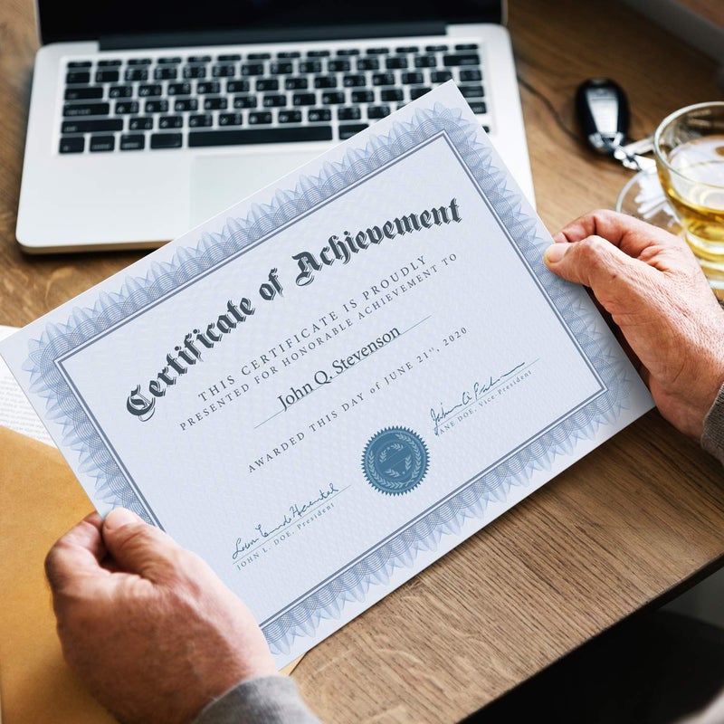Sweetzer & Orange 100 Blue Border Certificate Paper 8.5 x 11 for Printing, 100gsm Cardstock Award Certificates Paper for Completion of Graduation Diploma, Employee Recognition & Sports Achievements - Image 3