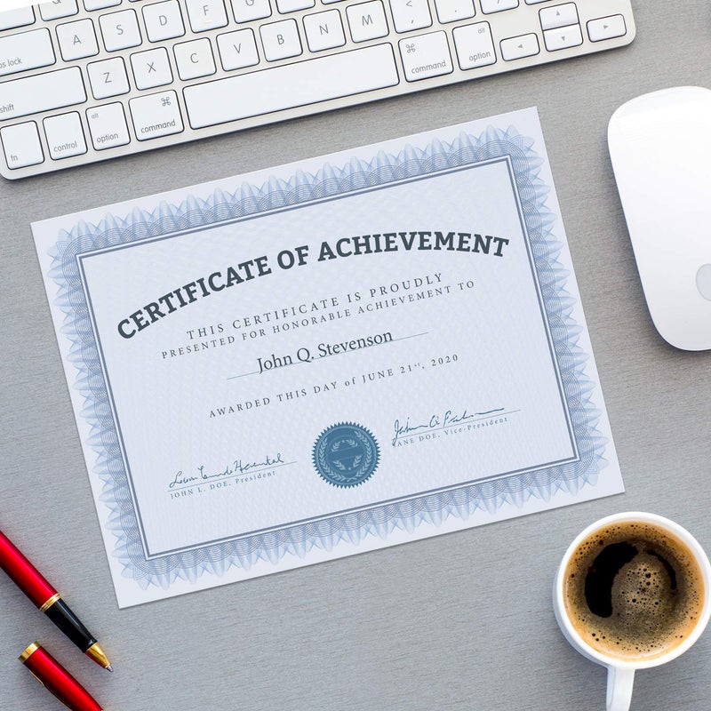 Sweetzer & Orange 100 Blue Border Certificate Paper 8.5 x 11 for Printing, 100gsm Cardstock Award Certificates Paper for Completion of Graduation Diploma, Employee Recognition & Sports Achievements - Image 2