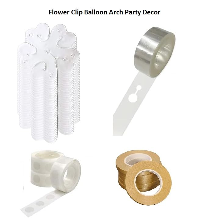 ZERECORD Balloon Flower Clip, Glue Dot, Balloon Ribbon White, Balloon Arch For Garland Making Pack Of 12 pcs - Image 2