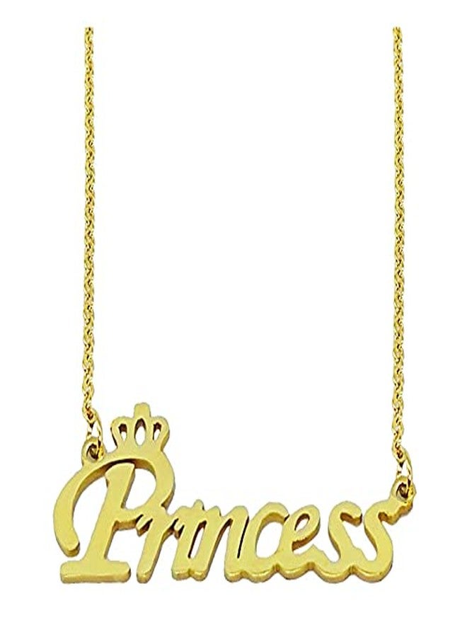 Sullery Valentine Gift Princess Letter Locket with Chain Gold Stainless Steel Necklace Pendant for Men and Women - Image 1