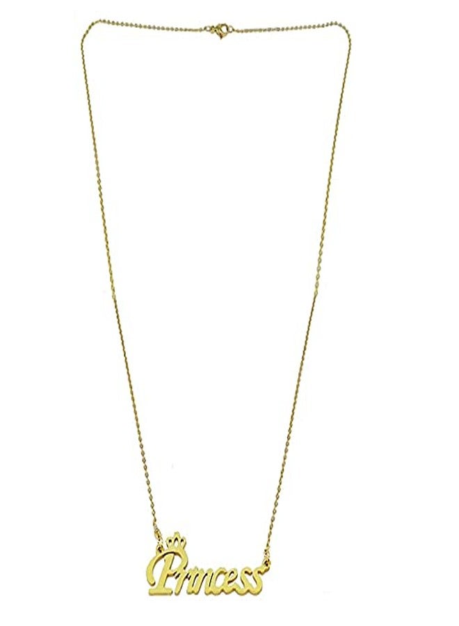 Sullery Valentine Gift Princess Letter Locket with Chain Gold Stainless Steel Necklace Pendant for Men and Women - Image 2