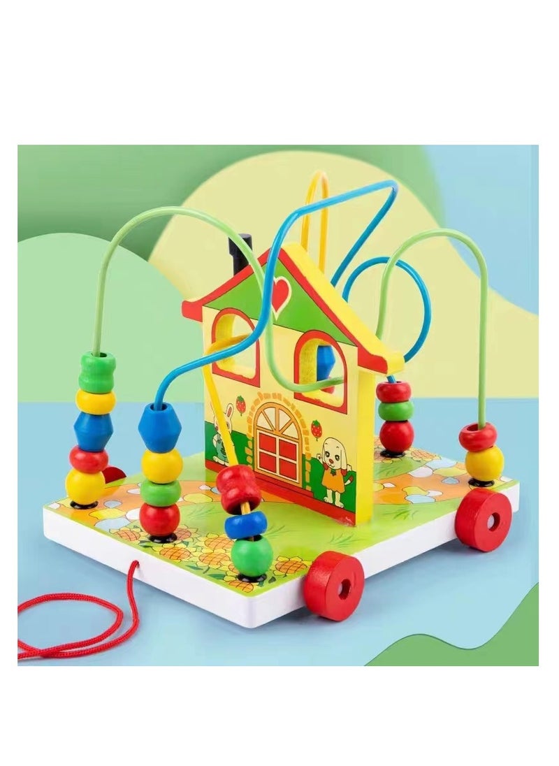 Factory Price - Multifunctional Bead Winding Pull Along Toy - House - Image 1