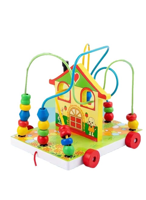 Multifunctional Bead Winding Pull Along Toy - House