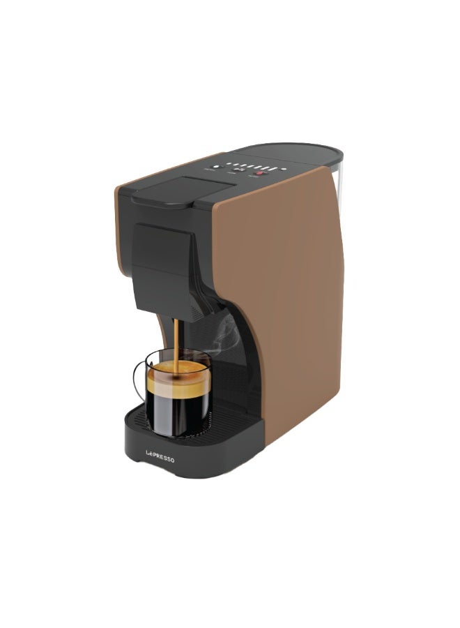 ليبرسو ماكينة قهوة تريزا متعددة الكبسولات مع خزان مياه سعة 1 لتر وإيقاف تلقائي 1350 واط / ضغط مضخة 20 بر / ماكينة قهوة كبسولات / ماكينة قهوة - بني - Image 1