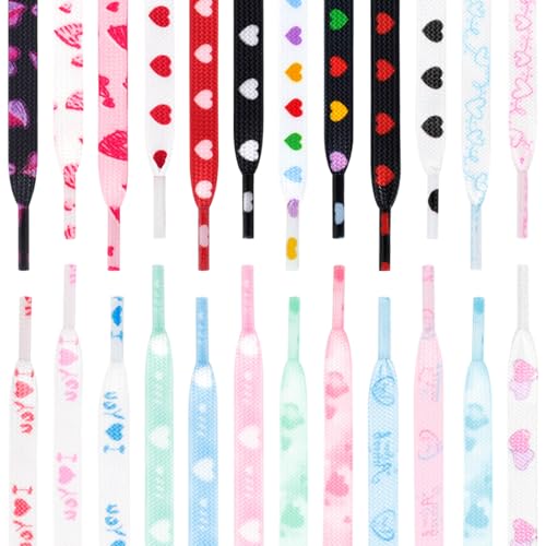 DANHUA Colored Flat Shoe laces: 2 Pair LOVE YOU Red Heart Printed Shoelaces for Sneakers boot 47 inch - Image 4