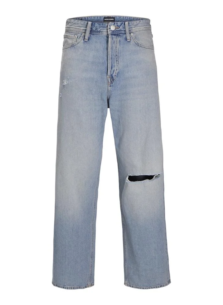جاك اند جونز Jjialex Jjoriginal  839 Light Wash Stright Fit Ribbed Jeans
