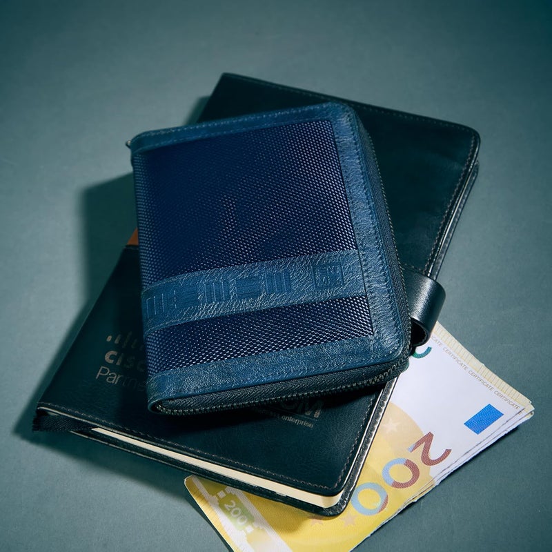 EUME Zen Passport Holder for Men & Women, Midnight Blue | Bifold Premium Vegan Leather | 6 Card Slots, 1 Compartment, 2 Pockets | Zippered Passport Pouch | Travel Document Organiser | Passport Cover - Image 2