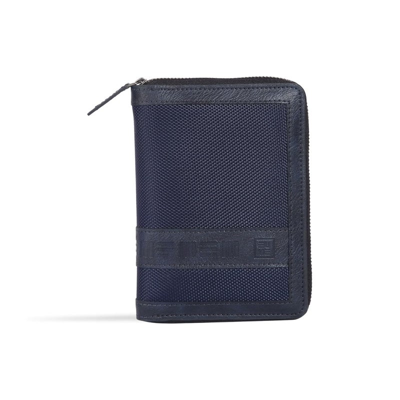 EUME Zen Passport Holder for Men & Women, Midnight Blue | Bifold Premium Vegan Leather | 6 Card Slots, 1 Compartment, 2 Pockets | Zippered Passport Pouch | Travel Document Organiser | Passport Cover - Image 1