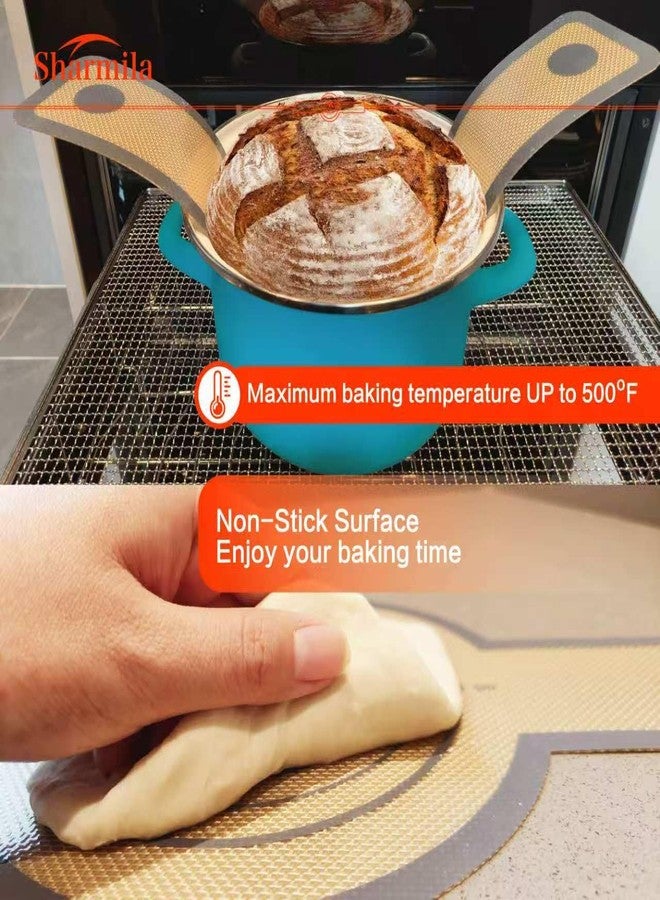 Sharmila 2Pcs Oval and Round Silicone Bread Sling for Dutch Oven.Non-Stick & Easy to Clean Bread Baking Mat, Reusable Silicone Baking Mat with Long Handles, Sourdough Bread Baking Supplies and Tools - Image 5