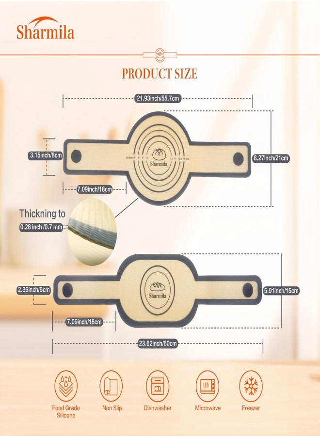 Sharmila 2Pcs Oval and Round Silicone Bread Sling for Dutch Oven.Non-Stick & Easy to Clean Bread Baking Mat, Reusable Silicone Baking Mat with Long Handles, Sourdough Bread Baking Supplies and Tools - Image 2