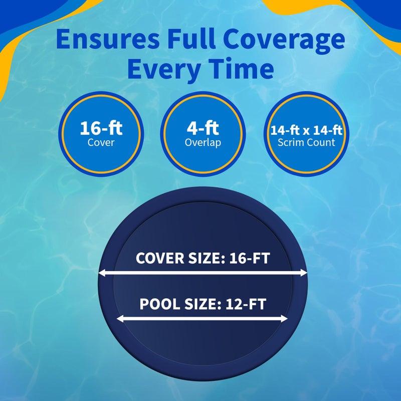 Blue Wave Gold 15-Year 12 ft Round Above Ground Pool Cover for Winterâ€“ Durable & Weather-Resistant Polyethylene â€“ 4 ft Overlap, Black Underside, Reinforced Grommets, Winch, Cable â€“ Royal Blue - Image 3