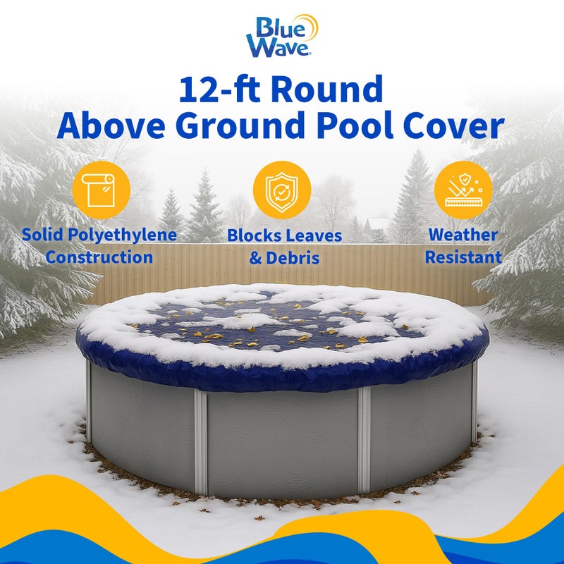 Blue Wave Gold 15-Year 12 ft Round Above Ground Pool Cover for Winterâ€“ Durable & Weather-Resistant Polyethylene â€“ 4 ft Overlap, Black Underside, Reinforced Grommets, Winch, Cable â€“ Royal Blue - Image 2