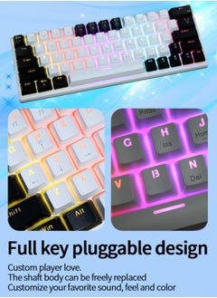 JoyousSto 63key Detachable Type-C wired plug-in game mechanical 60% keyboard e-sports computer game RGB mixed light white and black  - Image 3