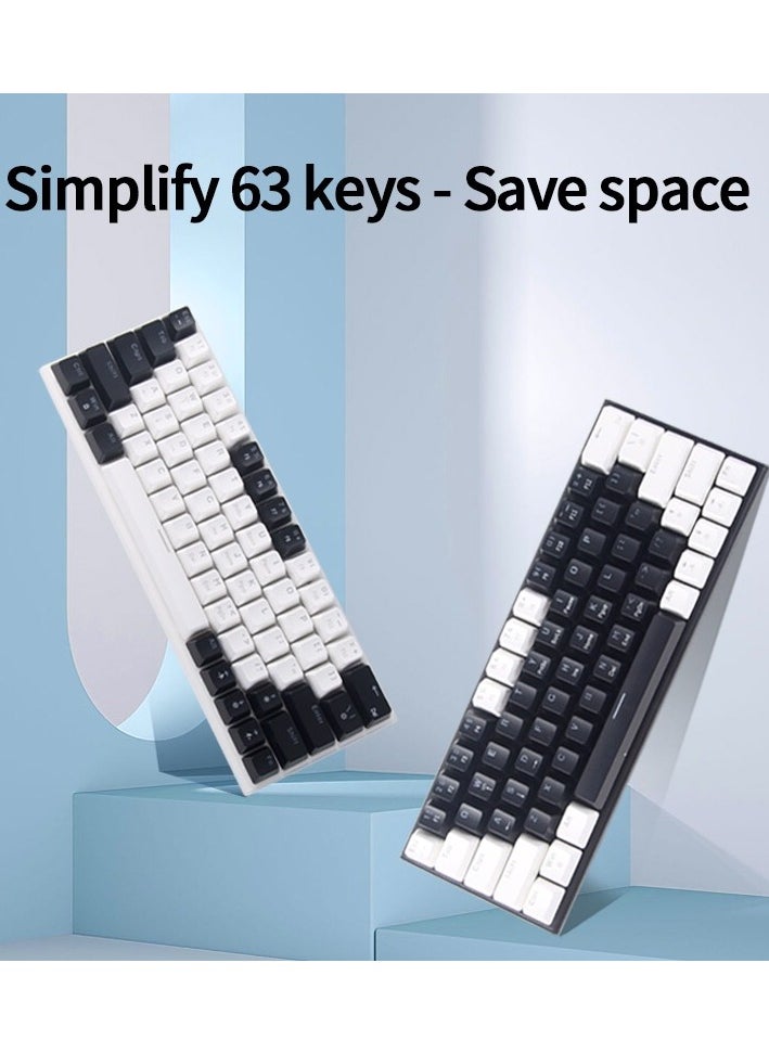 JoyousSto - 63key Detachable Type-C wired plug-in game mechanical 60% keyboard e-sports computer game RGB mixed light white and black - Image 1