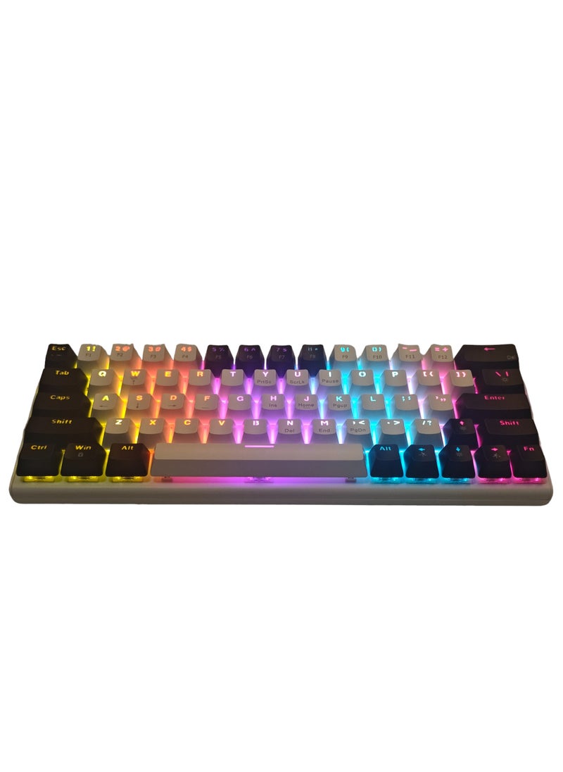JoyousSto - 63key Detachable Type-C wired plug-in game mechanical 60% keyboard e-sports computer game RGB mixed light white and black - Image 1