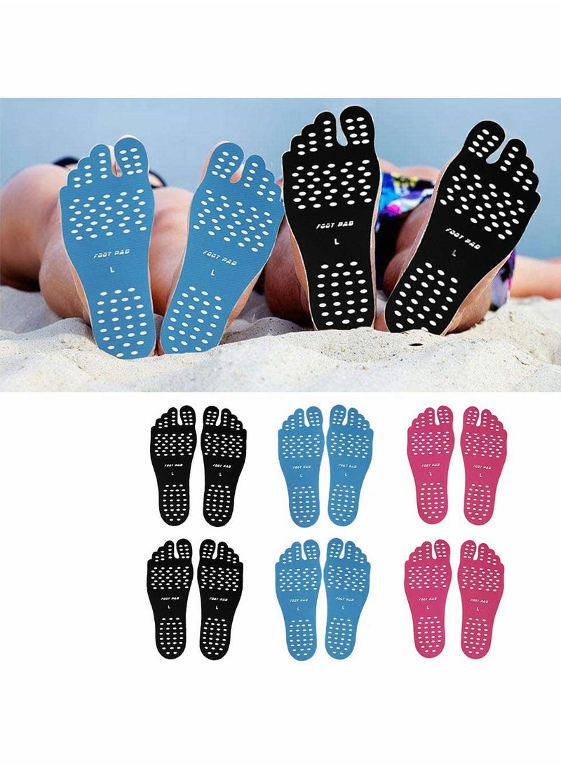 Excefore - Beach Foot Pads Barefoot Adhesive Invisible Shoes Stick on Foot Pad Stickers Stick on Soles Anti-Slip Waterproof Silicone Unisex Footing Pad for Surfing Yoga Swimming 6 Pack - Image 1