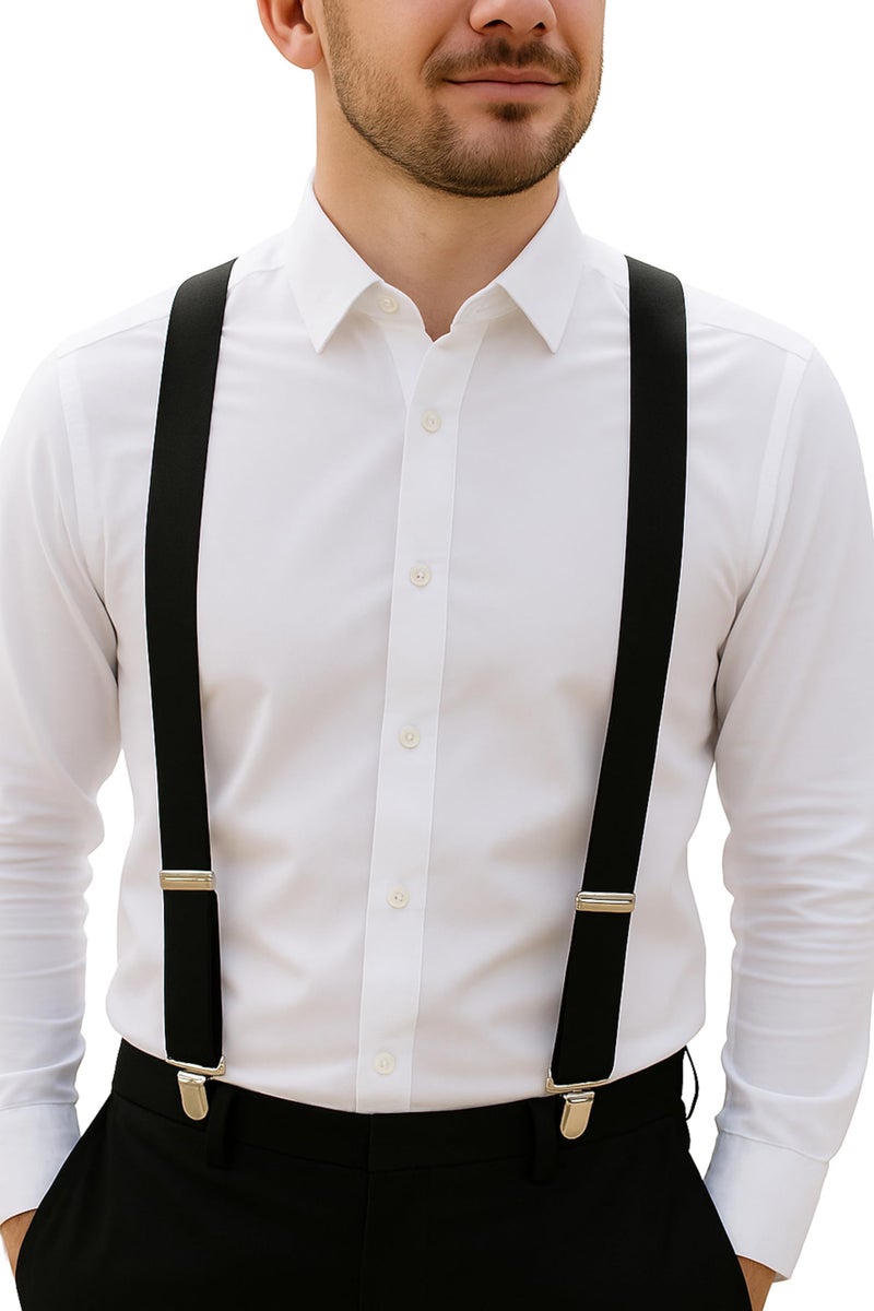 trilece Black Suspenders for Men - Mens Suspender, Adjustable Y Back Style Suspender Women, Suspenders with Heavy Duty Strong Clips (Black, 1) - Image 1