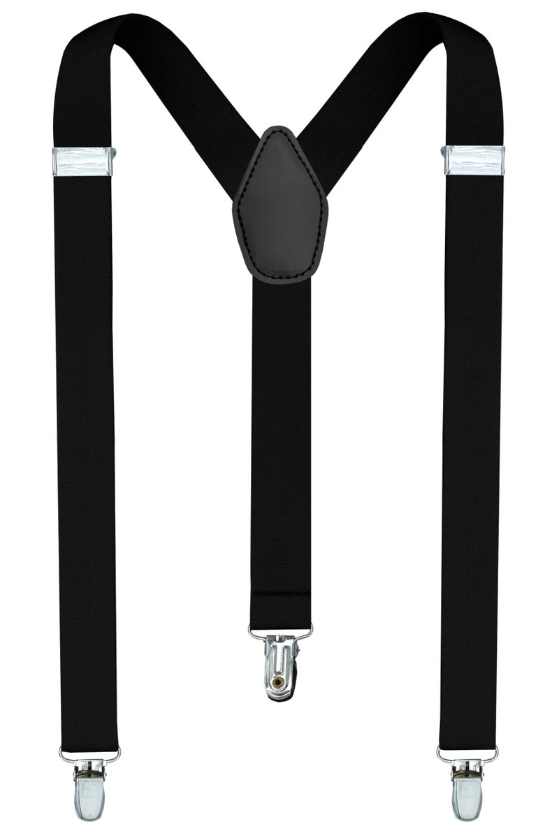 trilece Black Suspenders for Men - Mens Suspender, Adjustable Y Back Style Suspender Women, Suspenders with Heavy Duty Strong Clips (Black, 1) - Image 2