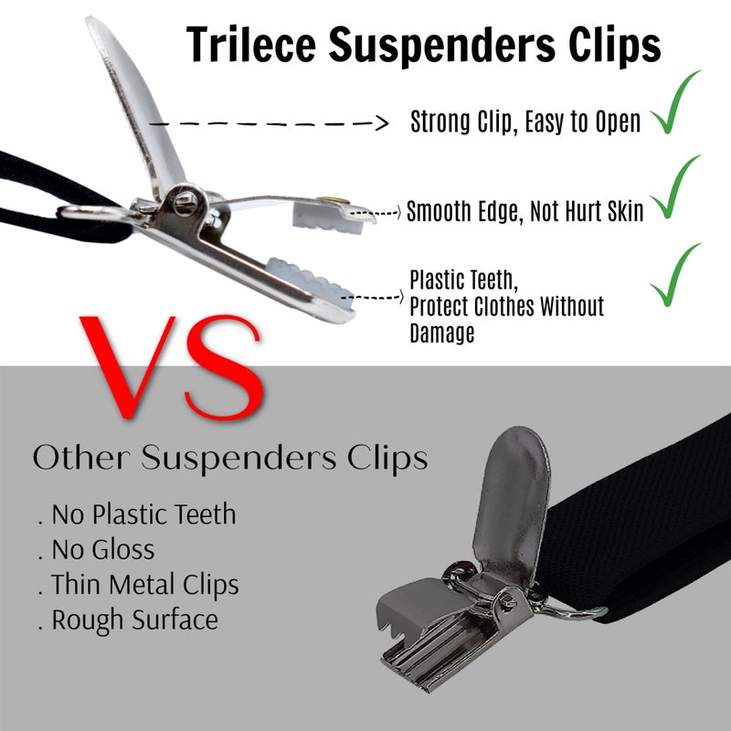 trilece Black Suspenders for Men - Mens Suspender, Adjustable Y Back Style Suspender Women, Suspenders with Heavy Duty Strong Clips (Black, 1) - Image 4