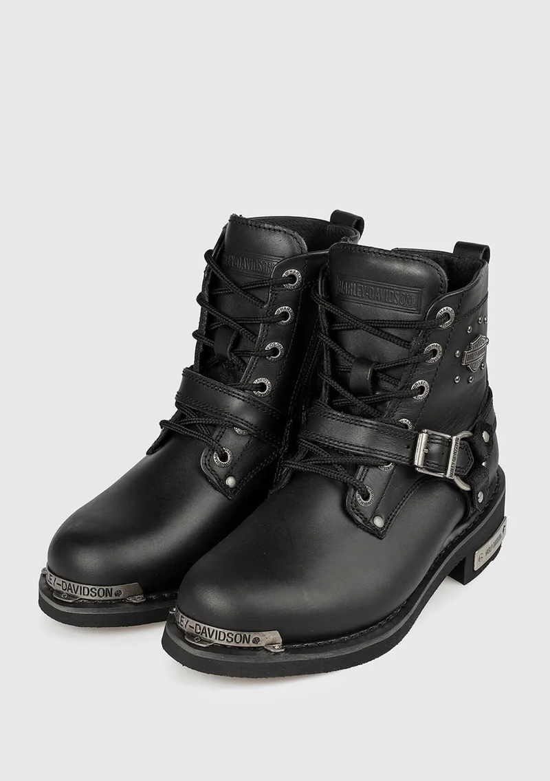 HARLEY DAVIDSON Becky Black Women's Oiled Leather Boots 025Z100423