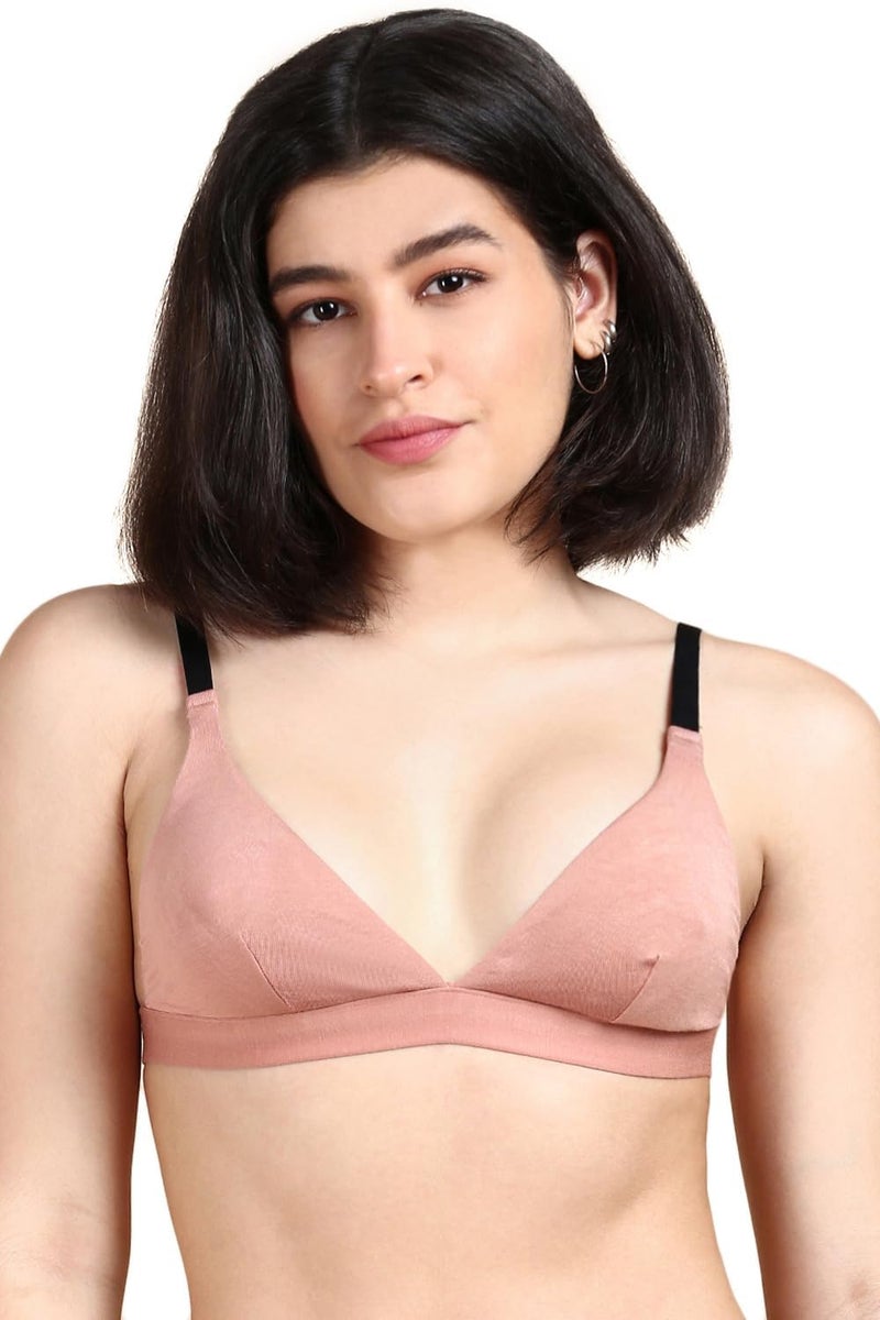 Circus &Circus PureSoft True Fit Triangle Non Padded Bra for Women | Deep Neck Plunge Bra for Women | Triangle Low Coverage Bra | Almond Nude, XL - Image 1