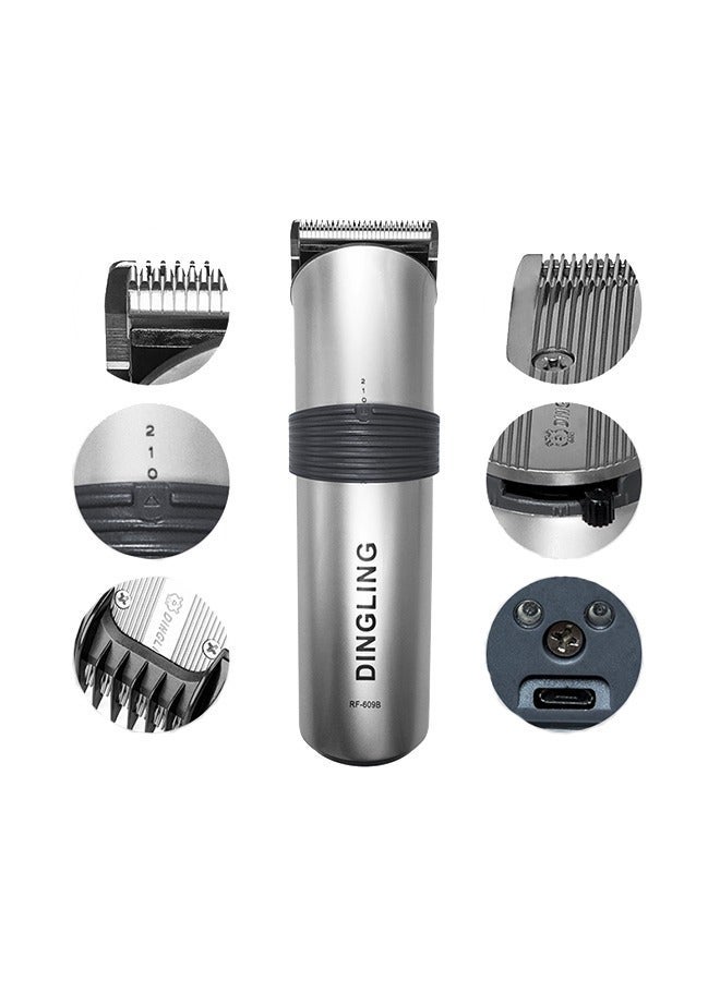 DINGLING Professional Electric Hair Clipper & Men's Shaving Multifunctional Hair Trimmer with  RF-609B Silver - Image 3