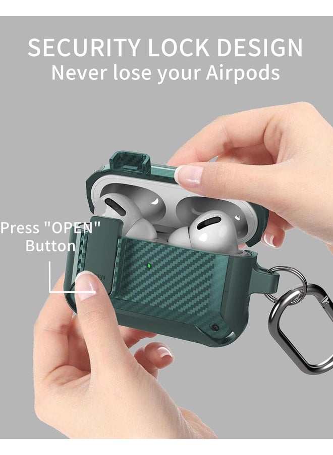 For Airpods Pro 2/1 Gen Case Cover,Rugged Locking Case for Airpod Pro 2nd/1st Generation Shockproof Armor Protective Skin for Apple iPod Pro(Green) - Image 3