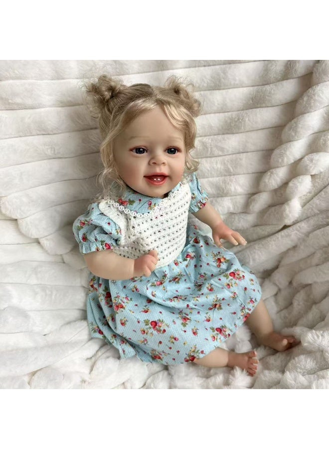 ان بي كي دمية ريبورن ناعمة، جميلة، مغطاة بالملابس، تشبه الحياة، بطول ٢٢ بوصة، مع وجه مرسوم ثلاثي الأبعاد. - Image 1