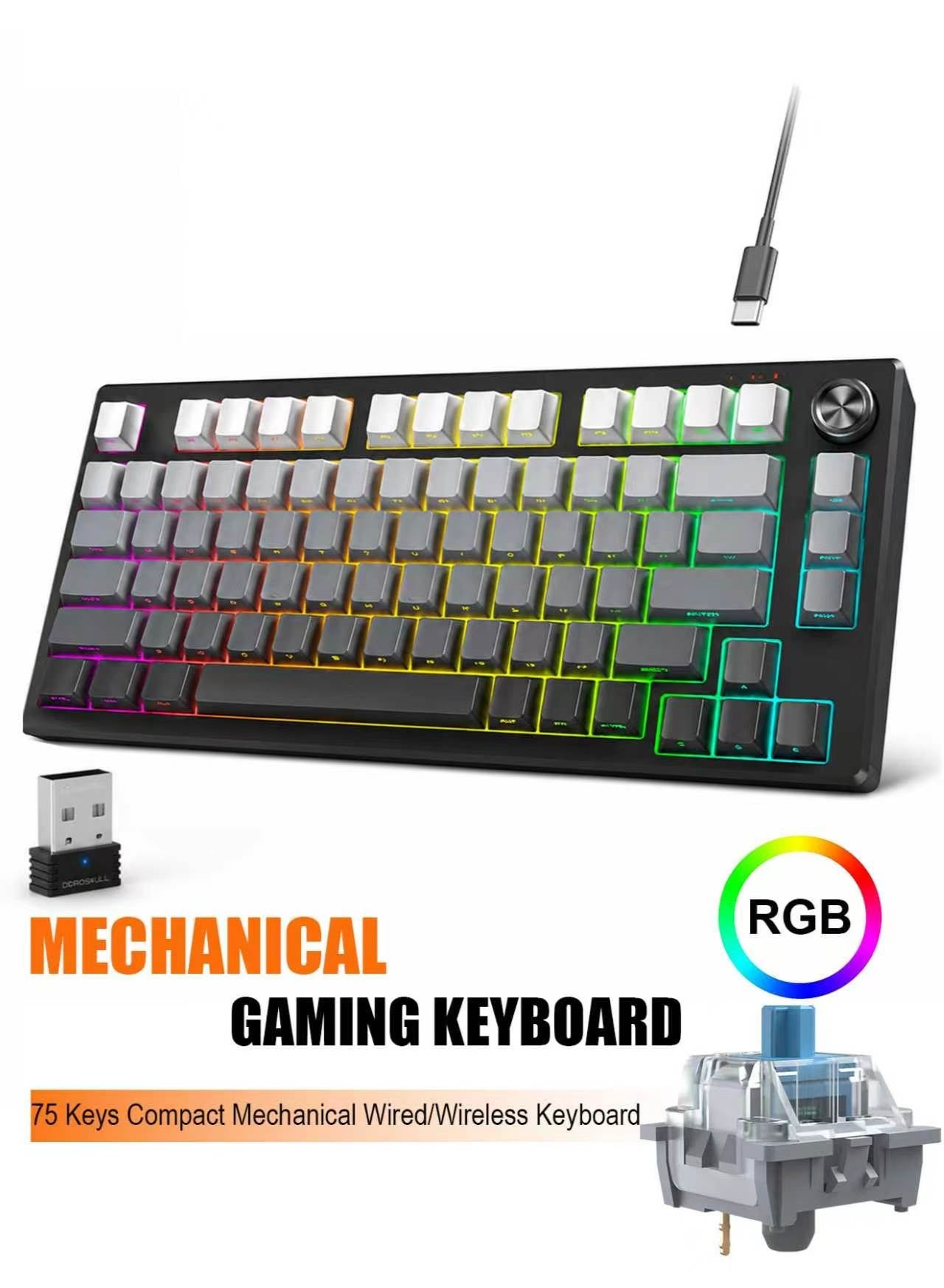 furycube Furycube 75-key Mechanical Gaming Keyboard Connection Type: Combination